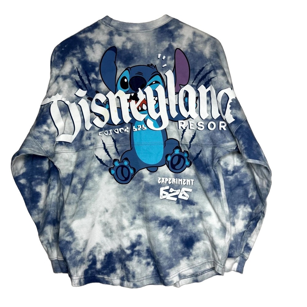 Disneyland Resort Lilo & Stitch Spirit Jersey Men's XS Blue White Cotton Tie-Dye